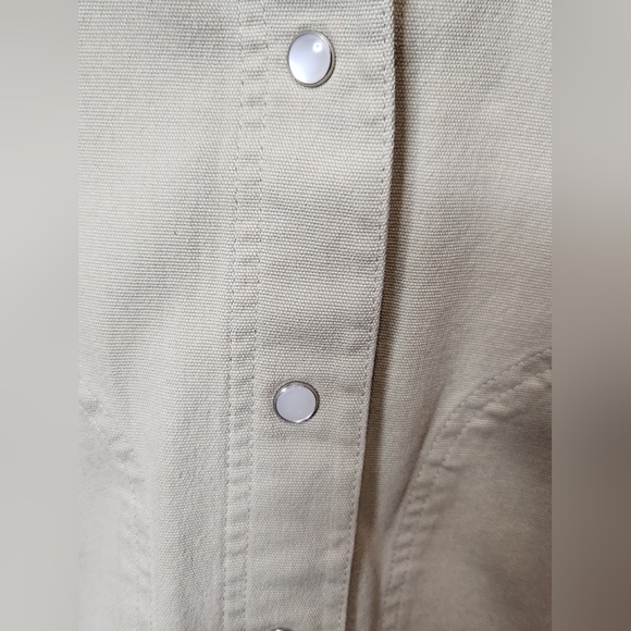 J. Jill Women's Tan Utility Jacket With Pearl Snap Closure. Size Small Petite - Picture 3 of 7